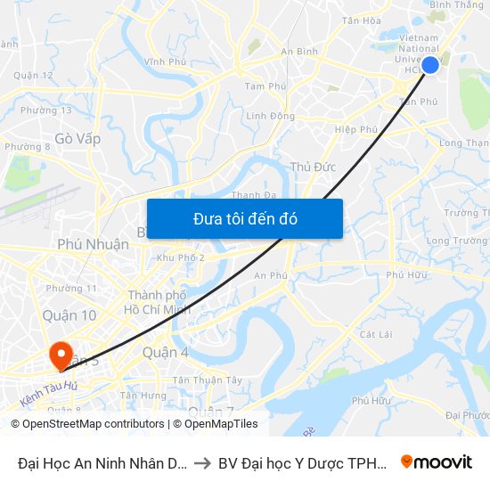 Đại Học An Ninh Nhân Dân to BV Đại học Y Dược TPHCM map