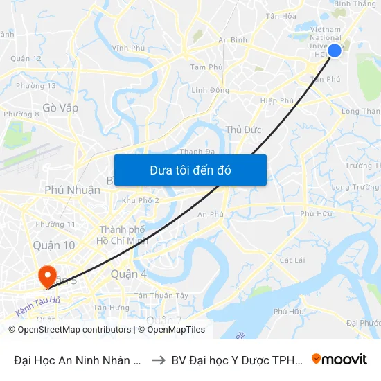 Đại Học An Ninh Nhân Dân to BV Đại học Y Dược TPHCM map