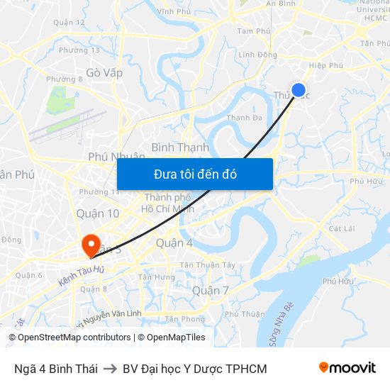 Ngã 4 Bình Thái to BV Đại học Y Dược TPHCM map