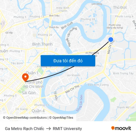 Ga Metro Rạch Chiếc to RMIT University map