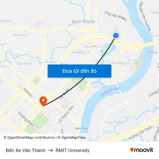 Bến Xe Văn Thánh to RMIT University map