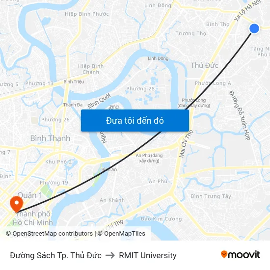 Đường Sách Tp. Thủ Đức to RMIT University map