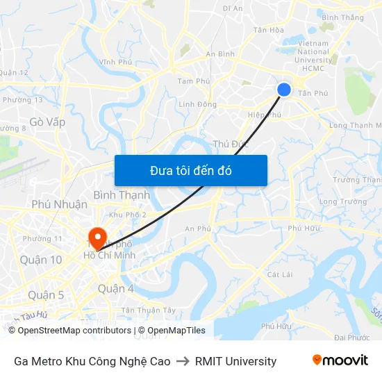 Ga Metro Khu Công Nghệ Cao to RMIT University map