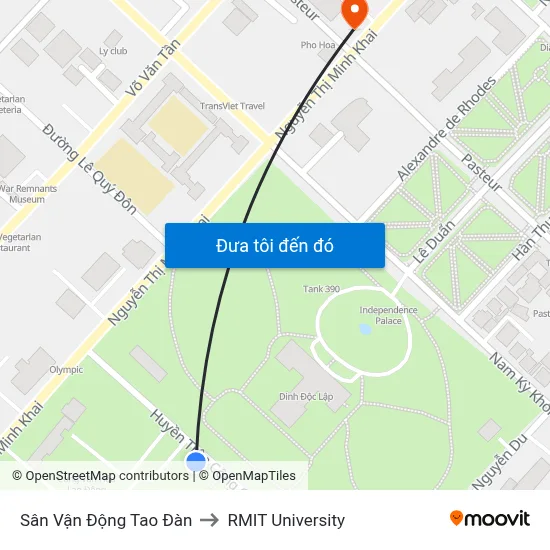 Sân Vận Động Tao Đàn to RMIT University map