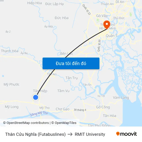 Thân Cửu Nghĩa (Futabuslines) to RMIT University map