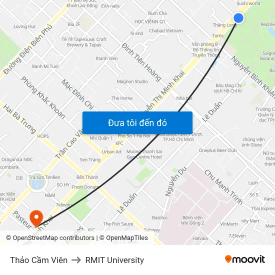 Thảo Cầm Viên to RMIT University map