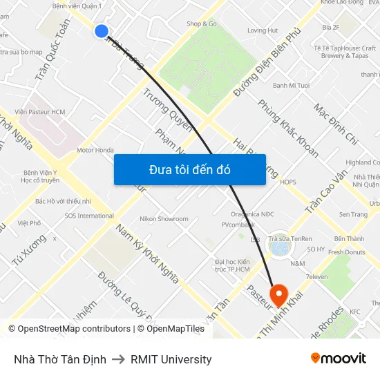 Nhà Thờ Tân Định to RMIT University map