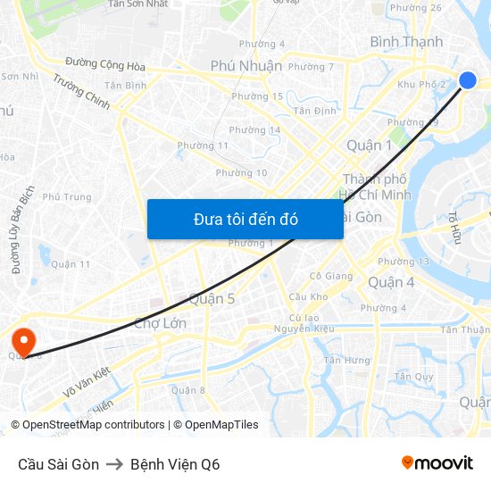Cầu Sài Gòn to Bệnh Viện Q6 map