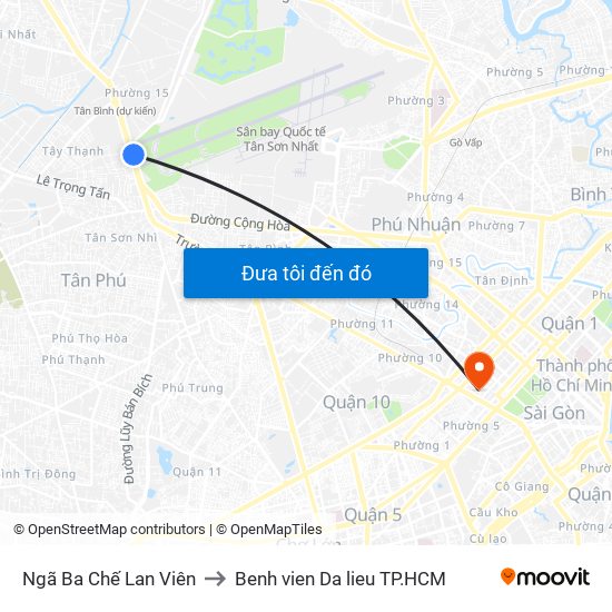 Ngã Ba Chế Lan Viên to Benh vien Da lieu TP.HCM map