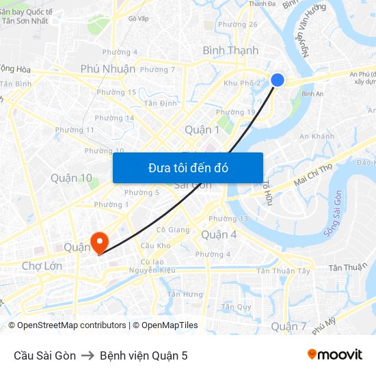 Cầu Sài Gòn to Bệnh viện Quận 5 map