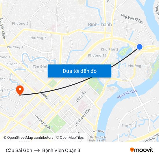 Cầu Sài Gòn to Bệnh Viện Quận 3 map