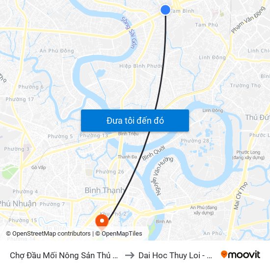 Chợ Đầu Mối Nông Sản Thủ Đức to Dai Hoc Thuy Loi - CS2 map