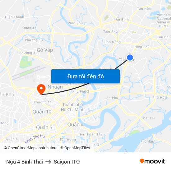 Ngã 4 Bình Thái to Saigon-ITO map