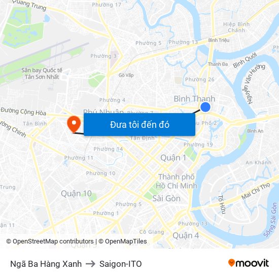 Ngã Ba Hàng Xanh to Saigon-ITO map
