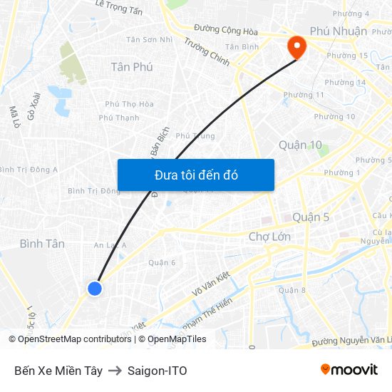 Bến Xe Miền Tây to Saigon-ITO map