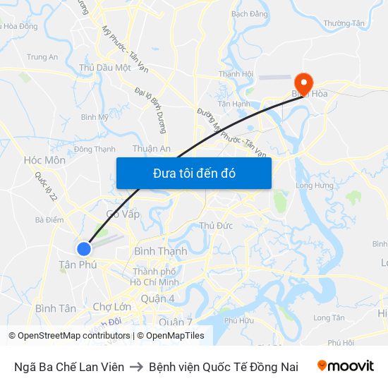 Ngã Ba Chế Lan Viên to Bệnh viện Quốc Tế Đồng Nai map