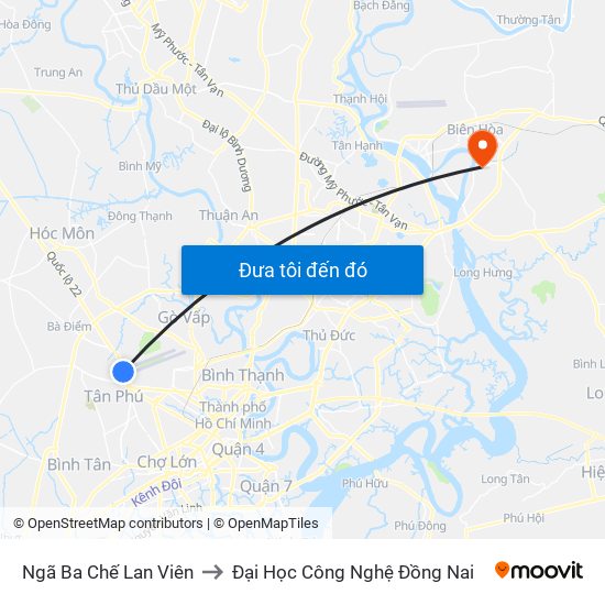 Ngã Ba Chế Lan Viên to Đại Học Công Nghệ Đồng Nai map