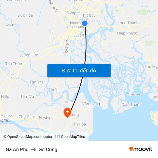Ga An Phú to Go Cong map