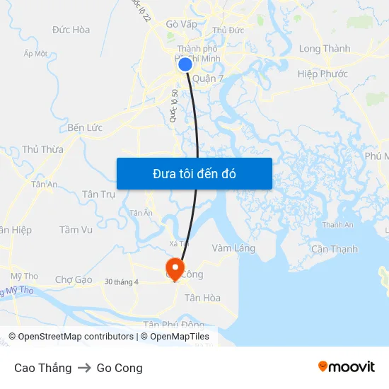 Cao Thắng to Go Cong map