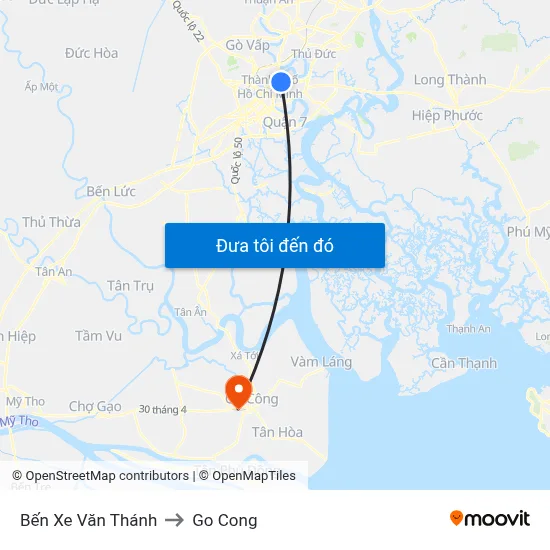Bến Xe Văn Thánh to Go Cong map