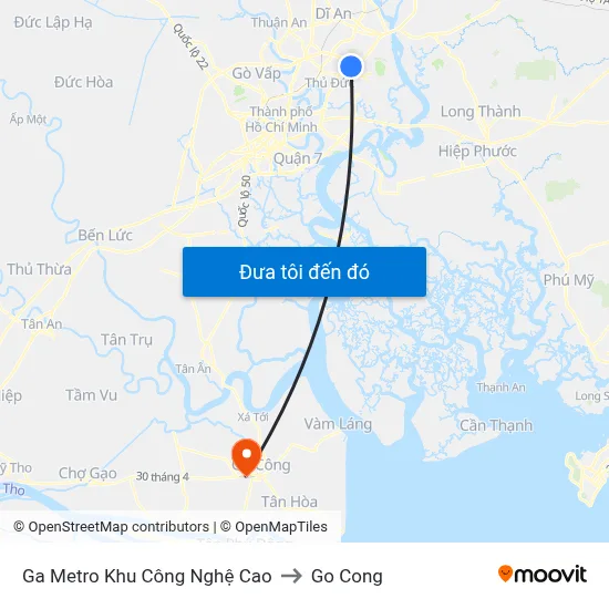 Ga Metro Khu Công Nghệ Cao to Go Cong map