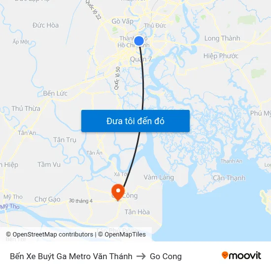 Bến Xe Buýt Ga Metro Văn Thánh to Go Cong map