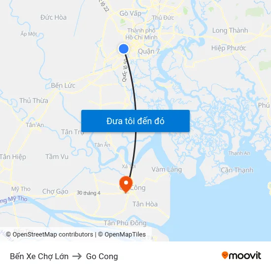 Bến Xe Chợ Lớn to Go Cong map