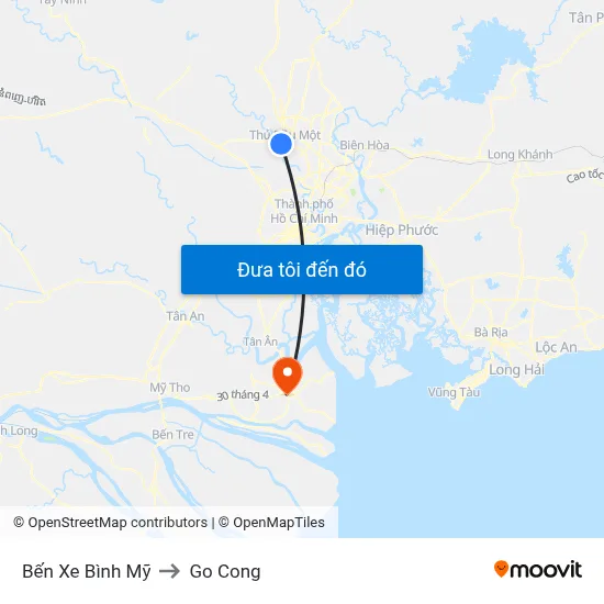 Bến Xe Bình Mỹ to Go Cong map