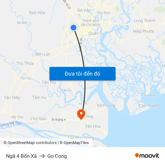Ngã 4 Bốn Xã to Go Cong map