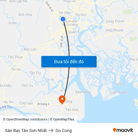 Sân Bay Tân Sơn Nhất to Go Cong map