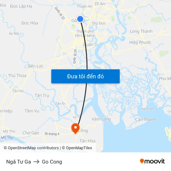 Ngã Tư Ga to Go Cong map