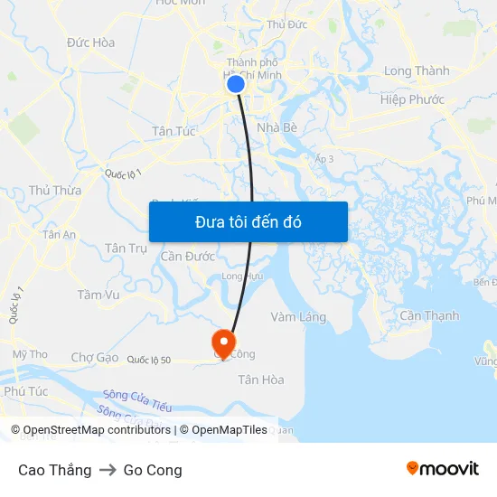 Cao Thắng to Go Cong map