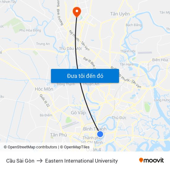 Cầu Sài Gòn to Eastern International University map