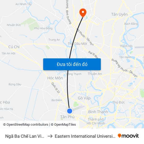 Ngã Ba Chế Lan Viên to Eastern International University map