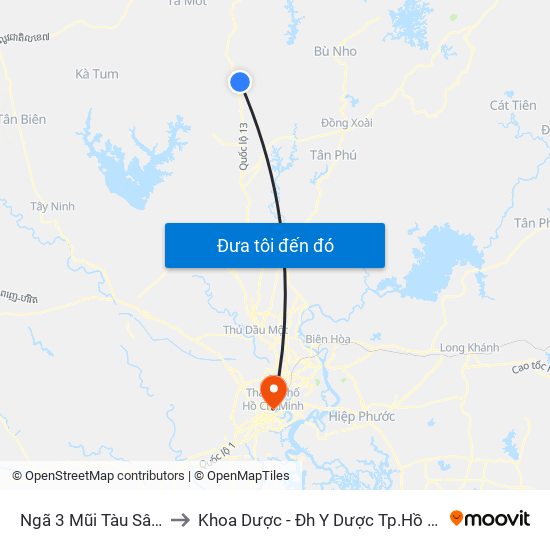 Ngã 3 Mũi Tàu Sân Bay to Khoa Dược - Đh Y Dược Tp.Hồ Chí Minh map