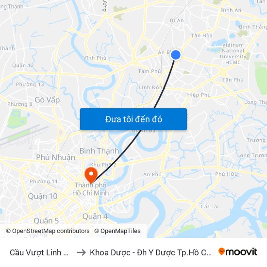 Cầu Vượt Linh Xuân to Khoa Dược - Đh Y Dược Tp.Hồ Chí Minh map