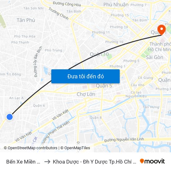 Bến Xe Miền Tây to Khoa Dược - Đh Y Dược Tp.Hồ Chí Minh map