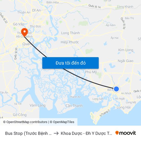 Bus Stop (Trước Bệnh Viện Bà Rịa) to Khoa Dược - Đh Y Dược Tp.Hồ Chí Minh map