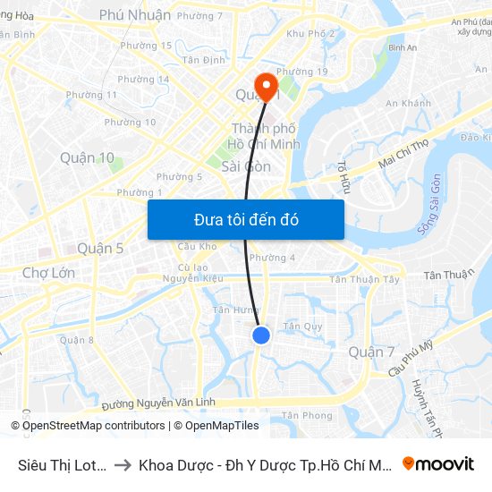 Siêu Thị Lotte to Khoa Dược - Đh Y Dược Tp.Hồ Chí Minh map