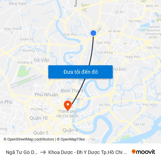 Ngã Tư Gò Dưa to Khoa Dược - Đh Y Dược Tp.Hồ Chí Minh map