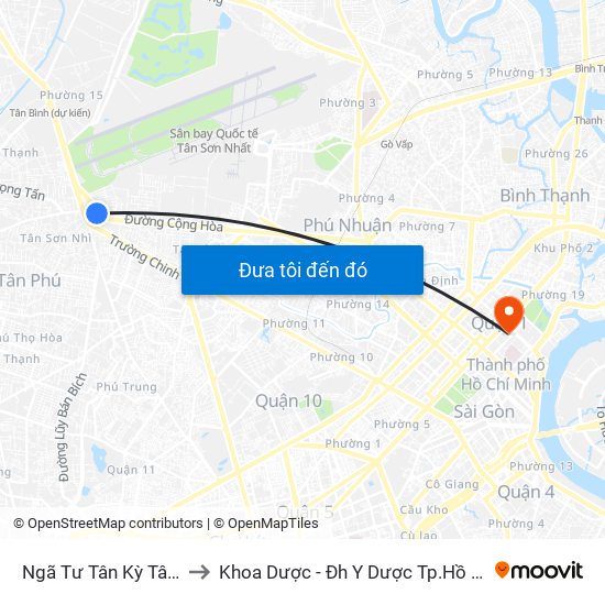 Ngã Tư Tân Kỳ Tân Quý to Khoa Dược - Đh Y Dược Tp.Hồ Chí Minh map