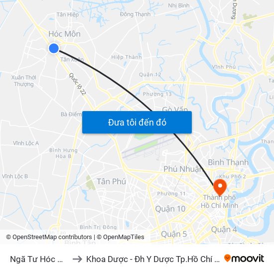 Ngã Tư Hóc Môn to Khoa Dược - Đh Y Dược Tp.Hồ Chí Minh map