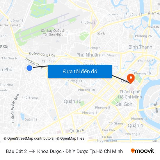 Bàu Cát 2 to Khoa Dược - Đh Y Dược Tp.Hồ Chí Minh map