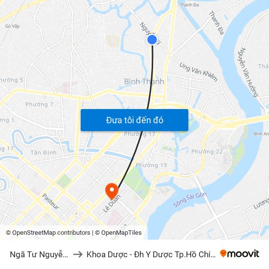 Ngã Tư Nguyễn Xí to Khoa Dược - Đh Y Dược Tp.Hồ Chí Minh map