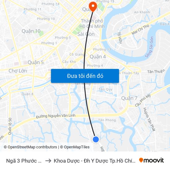 Ngã 3 Phước Lộc to Khoa Dược - Đh Y Dược Tp.Hồ Chí Minh map