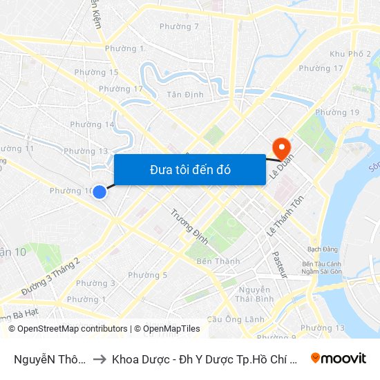 NguyễN Thông to Khoa Dược - Đh Y Dược Tp.Hồ Chí Minh map