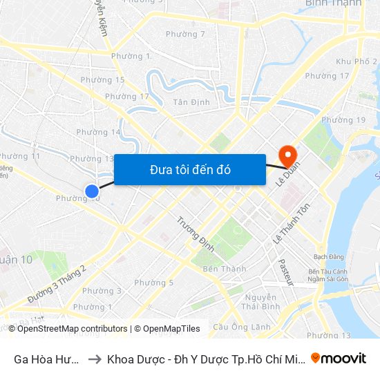 Ga Hòa Hưng to Khoa Dược - Đh Y Dược Tp.Hồ Chí Minh map