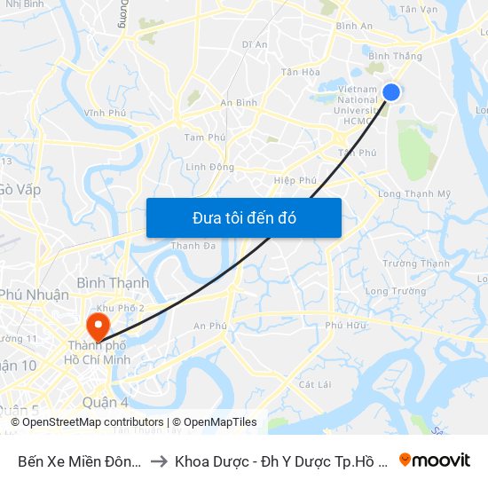 Bến Xe Miền Đông Mới to Khoa Dược - Đh Y Dược Tp.Hồ Chí Minh map
