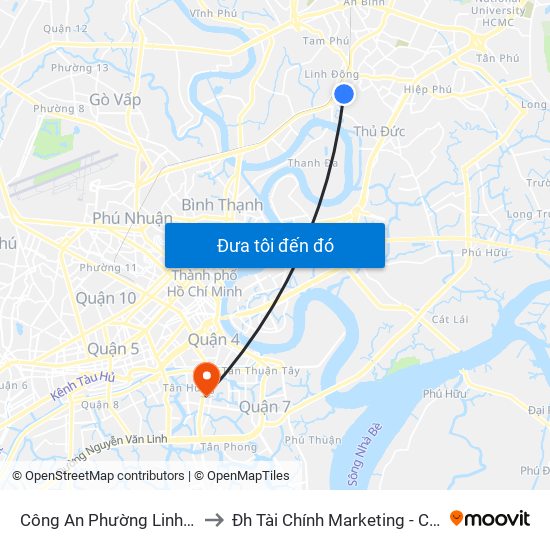 Công An Phường Linh Đông to Đh Tài Chính Marketing - Cơ Sở 3 map