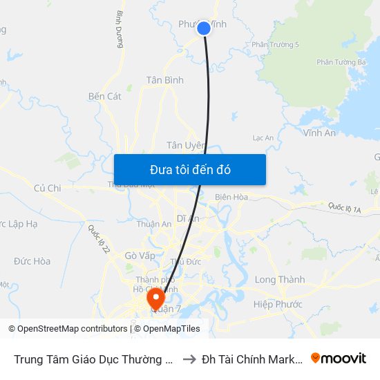 Trung Tâm Giáo Dục Thường Xuyên Huyện Phú Giáo to Đh Tài Chính Marketing - Cơ Sở 3 map